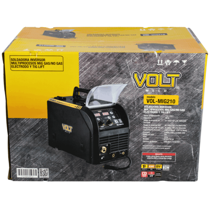 soldadora inversor mig 200 amp volt vol-mig210