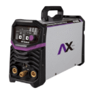 Imagen de la Soldadora Inversora AXT-TH200LCD TIG (HF) con lados color gris claro, detalles en negro y morado