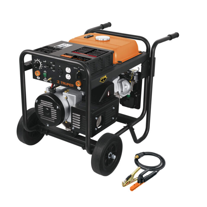 Imagen de la Motosoldadora SOT-145G junto a los cables que se incluyen en su compra en Solda Express