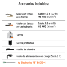 Accesorios incluidos de la soldadora inversora 130A SOIN-110/130
