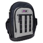 Visión frontal de la mochila axtech AXT-BP500 donde podemos ver sus compartimentos.
