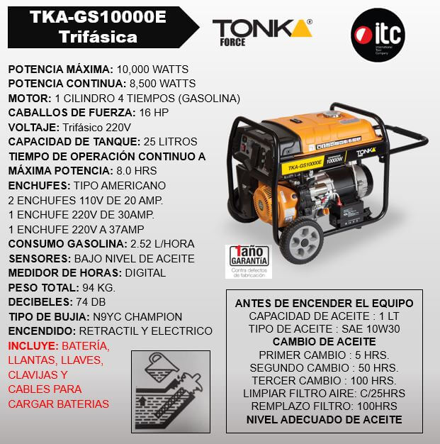 Generador TKA-GS10000E de Alta Capacidad 10,000 W – Potencia y ...