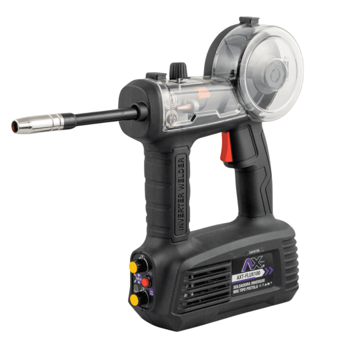 Imagen de la Soldadora Inversora AXT-FLUX100 donde se destaca su diseño tipo pistola.