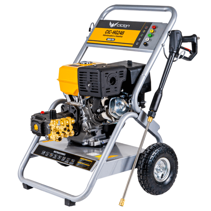 Copia de baterizate (3) (1) Imagen de la Hidrolavadora a Gasolina CIC-HG248 que muestra sus componentes cerámicos y sus piezas de alta calidad.