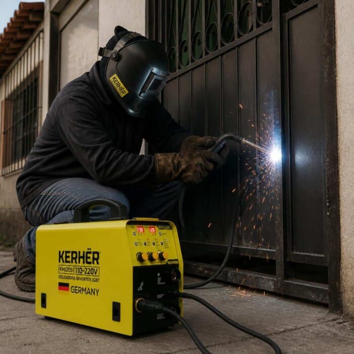 Soldador trabajando con la máquina de soldar KMI205PRO de Kerher