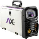AXT-EM160LED 160A: soldadora MIG/MAG, FLUX, MMA y TIG Lift. 110/220V, sinergia, pantalla LED, 7.6 kg y alambre 0.8–0.9 mm. Ideal para herrería y talleres.