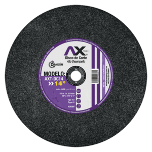 Disco de Corte Industrial AXT-DC14 14" (350×2×25.4 mm) Tipo 41 – Acero/Metal | 4,400 rpm, 80 m/s