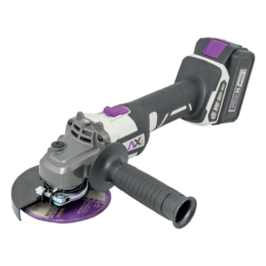 AXT-ES115B: esmeriladora inalámbrica 4 1/2” (115 mm) 20V con freno eléctrico, batería 4.0Ah, cargador y 10 discos