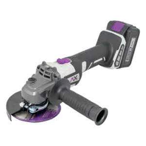 AXT-ES115B: esmeriladora inalámbrica 4 1/2” (115 mm) 20V con freno eléctrico, batería 4.0Ah, cargador y 10 discos