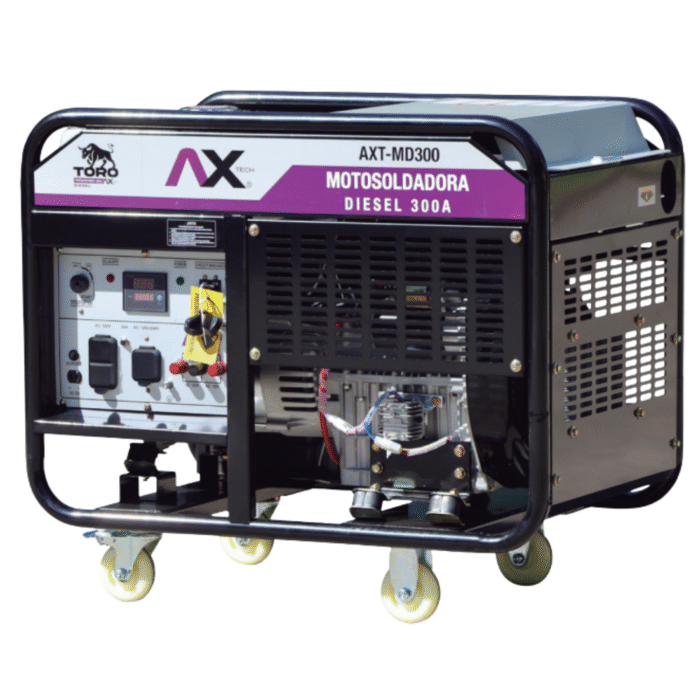 AXT-MD300: motosoldadora diésel 300A, 20 HP TWIN, AVR y medidor 5-en-1