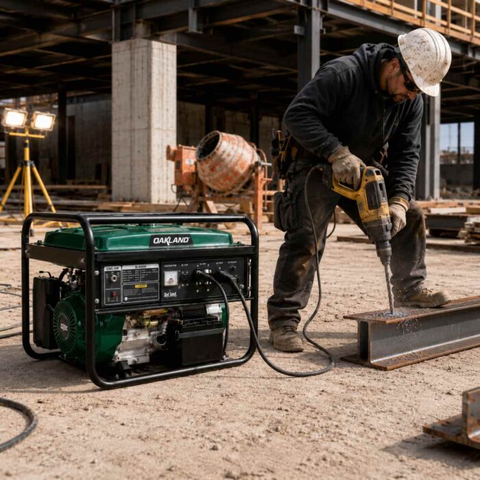 Hombre trabajando con Generador G6000 Oakland en construcción