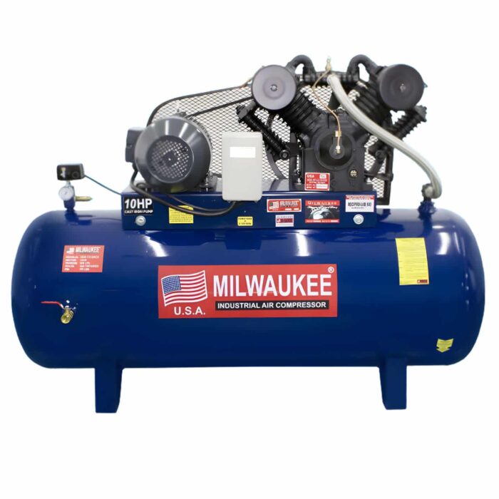 COMTX100CH Compresor de Aire Industrial, compresor de aire industrial 500 litros , compresor de 10HP, compresor horizontal Milwaukee , compresor electrico .