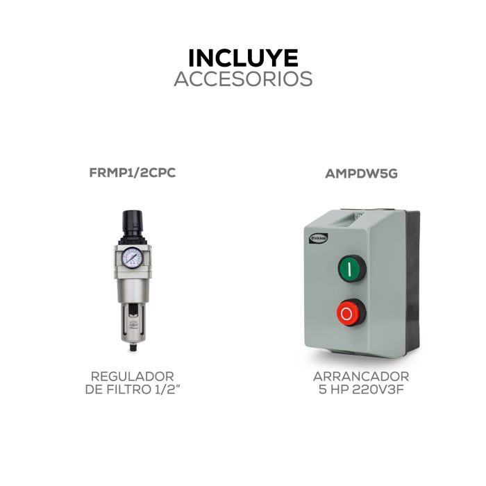 Compresor lubricado de 2 etapas K-E230E0500-500, compresor de aire 500 litros, compresor de aire industrial.