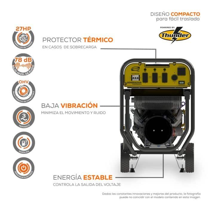 Generador electrico gasolina GT150MG2700TH, generador de luz industrial.