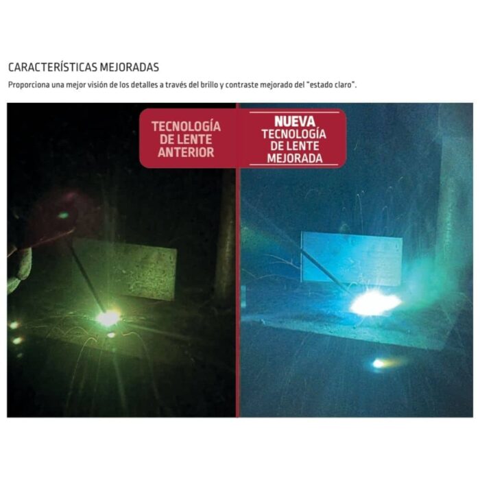 Careta MEGA FORCE RF509406 Lincoln Electric Cyber Red | Oscurecimiento automático DIN 9-13, 4 sensores de arco