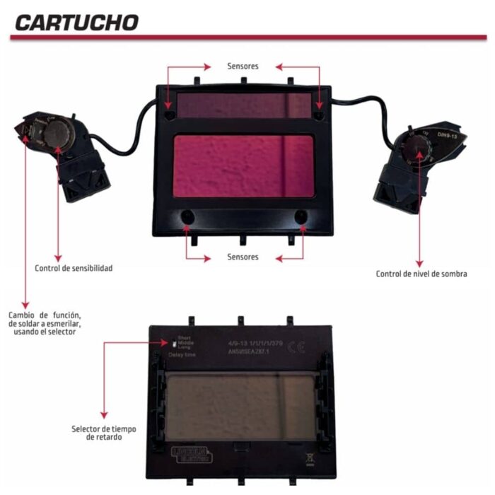 Careta MEGA FORCE RF509407 Lincoln Electric Fast Arc | Oscurecimiento automático DIN 9-13, 4 sensores de arco
