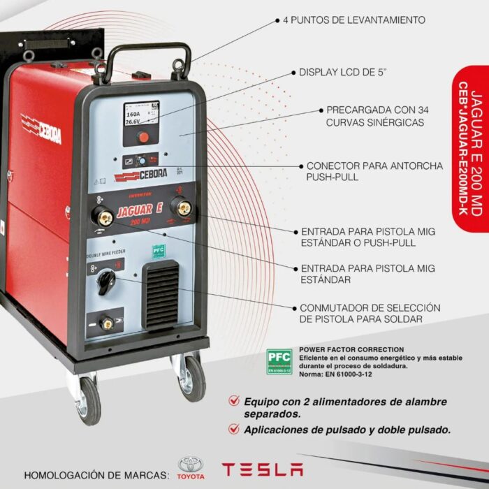 JAGUAR E 200 MD (1) Soldadora MIG Cebora Jaguar E 200 MD con doble arrastrahilo
