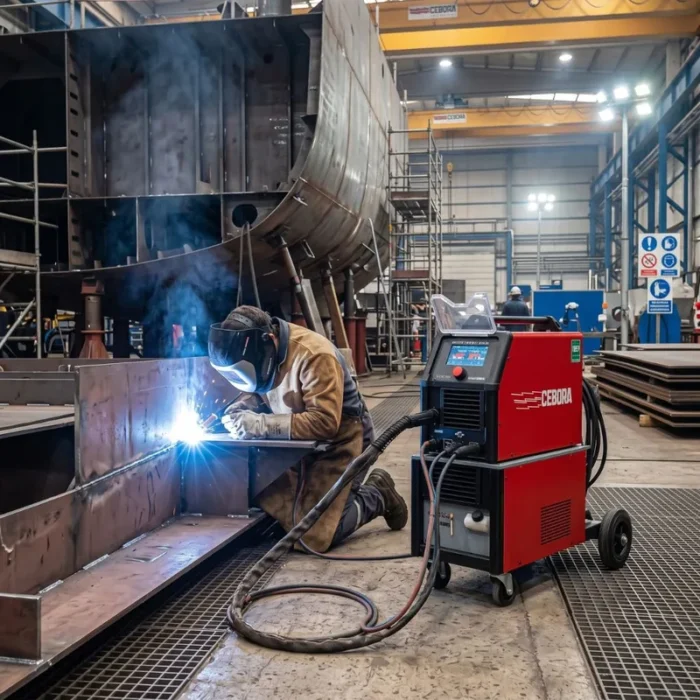 Cebora WIN TIG AC-DC 340 T en un astillero Soldador trabajando en TIG en un astillero con la Cebora WIN TIG AC-DC 340 T