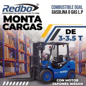 Montacargas Redbo de combustible dual Montacargas Redbo de 3 a 3.5 toneladas con combustible dual, gas LP o gasolina, y motor Nissan
