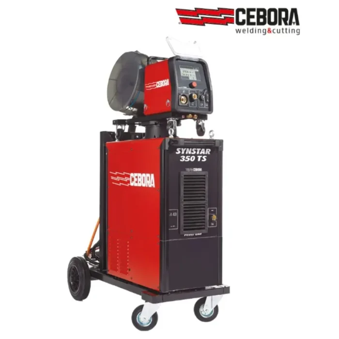 Soldadora industrial Cebora Synstar 350 TS con alimentador de alambre y carro portamáquina