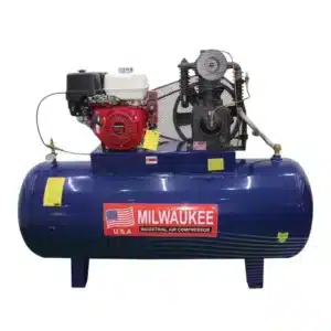 Compresor a gasolina Milwaukee GAS13130HE con motor Honda GX de 13 HP y tanque horizontal de 130 galones
