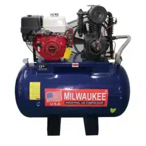 Compresor a gasolina Milwaukee GAS1380HE con motor Honda GX de 13 HP y tanque horizontal de 80 galones