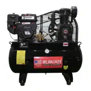 Compresor a gasolina Milwaukee GAS930H50W con motor Wisconsin de 9 HP y tanque horizontal de 30 galones
