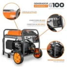 Generador Evans G100MG1800THW: tanque de gasolina de 25 litros, contactos de 120 V y de 120/240 V y arranque manual retráctil