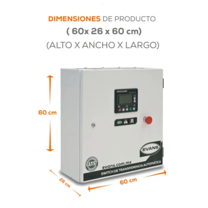Medidas del Evans ATS100A4P-G12 Medidas del gabinete del Evans ATS100A4P-G12: 60 x 26 x 60 cm
