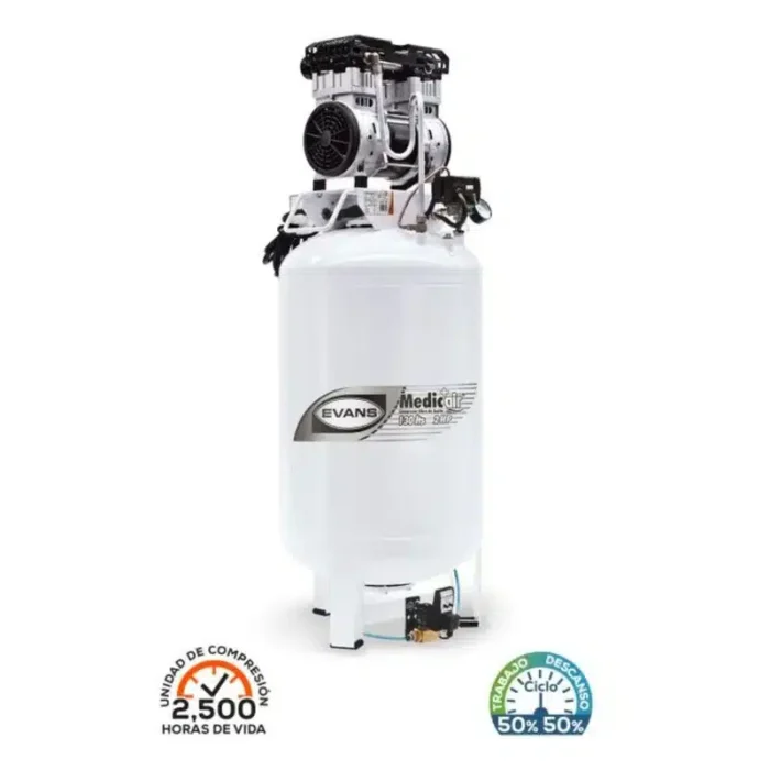 Compresor libre de aceite del Kit Medic-Esencial Evans Compresor libre de aceite MedicAir de 2 HP y 130 L del Kit Medic-Esencial Evans