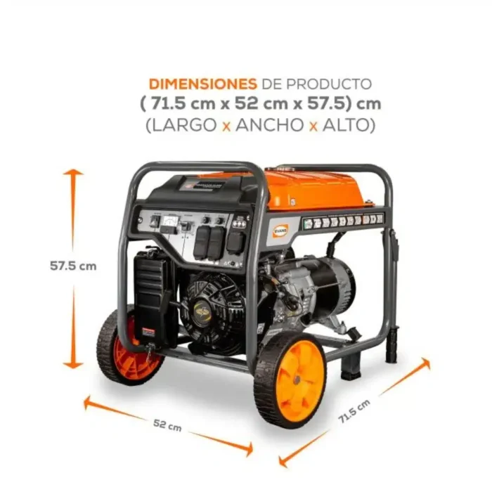 Medidas del generador G100MG1800THW Medidas del generador Evans G100MG1800THW: 71.5 x 52 x 57.5 cm (largo x ancho x alto)