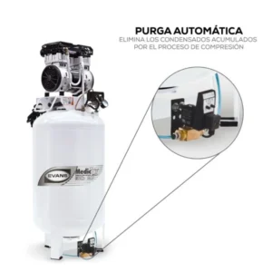 Purga automática del compresor libre de aceite del Kit Medic-Esencial Evans, que elimina los condensados del tanque