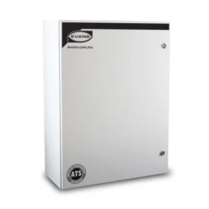 Switch de transferencia automática Evans ATS100A4P-M de 100 A y 4 polos en su gabinete metálico