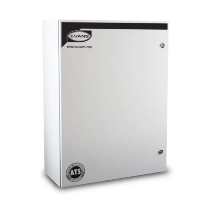Switch de transferencia automática Evans ATS100A4P-M Switch de transferencia automática Evans ATS100A4P-M de 100 A y 4 polos en su gabinete metálico