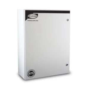 Switch de transferencia automática Evans ATS160A4P-M de 160 A y 4 polos en su gabinete metálico